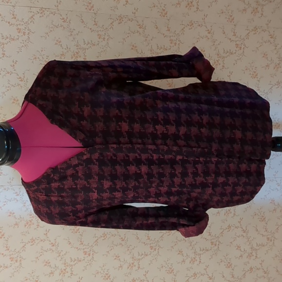 G.H Bass Houndstooth Convertible Sleeve Covered Button Hi/Low Tunic Blouse S - Picture 11 of 11